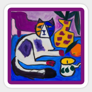 Colorful Cat Painting in the style of Henri Matisse Sticker